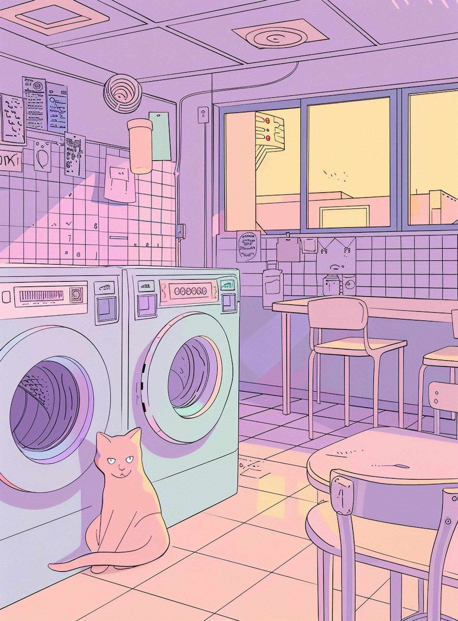 Cozy Laundromat with Cat